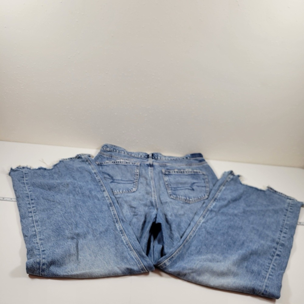 American Eagle Women's Jeans Super High Rise Baggy Wide Leg Size 16 Long Blue - Picture 2 of 11
